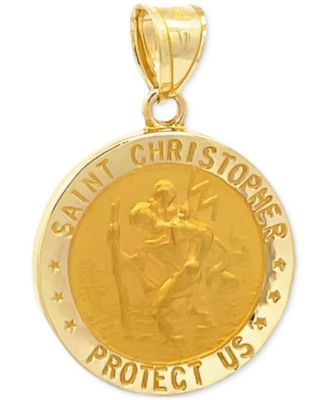 Saint Christopher Medal Pendant in 14k Yellow Gold