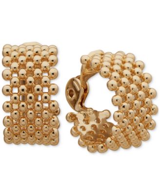Anne Klein - Gold-Tone Wide Chunky Small Hoop Clip On Earrings, 0.78"