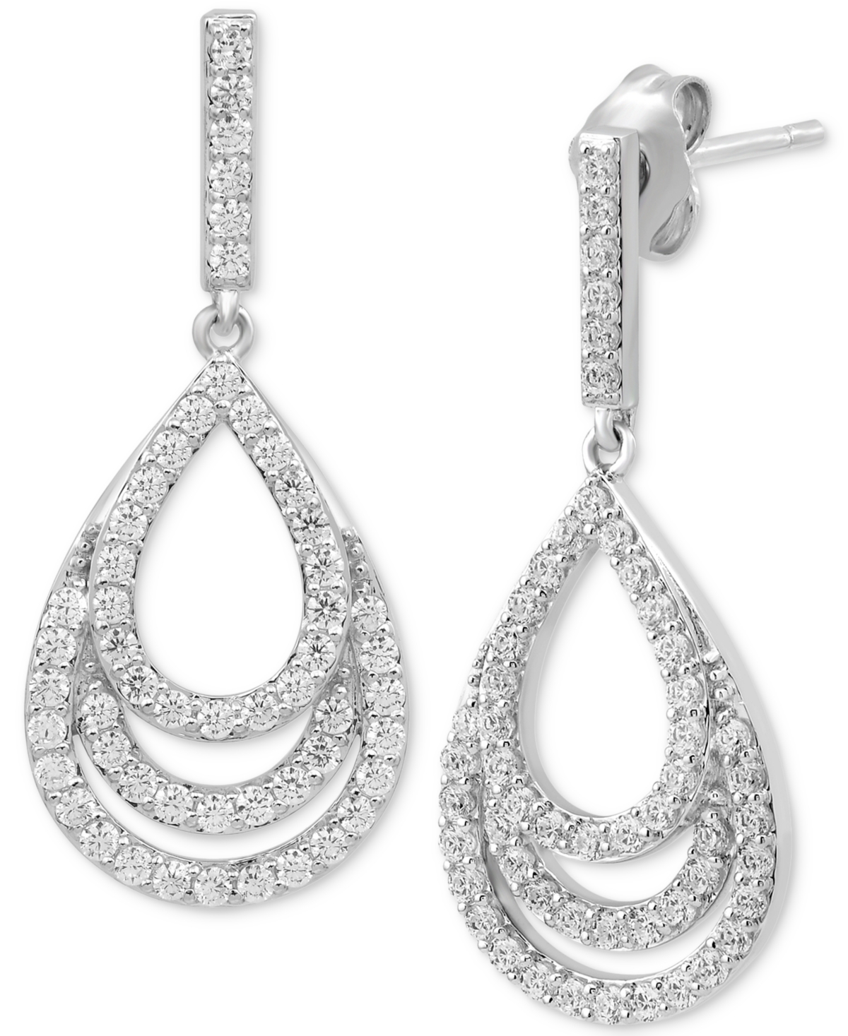 Macy's Diamond Layered Teardrop Drop Earrings (3/4 Ct. T.w.) In 10k White Gold