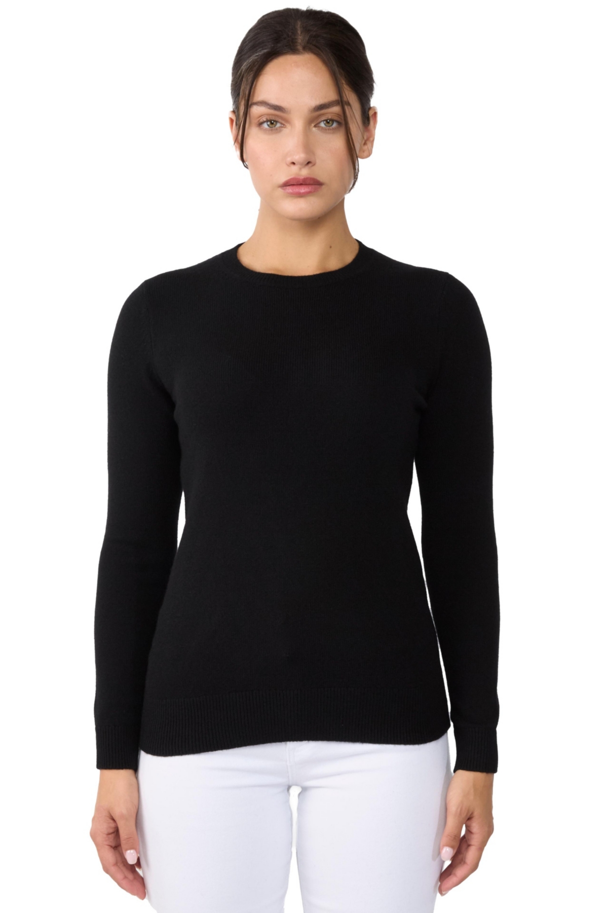 Women's 3-ply Cashmere Crew Neck Sweater - Saddle heather