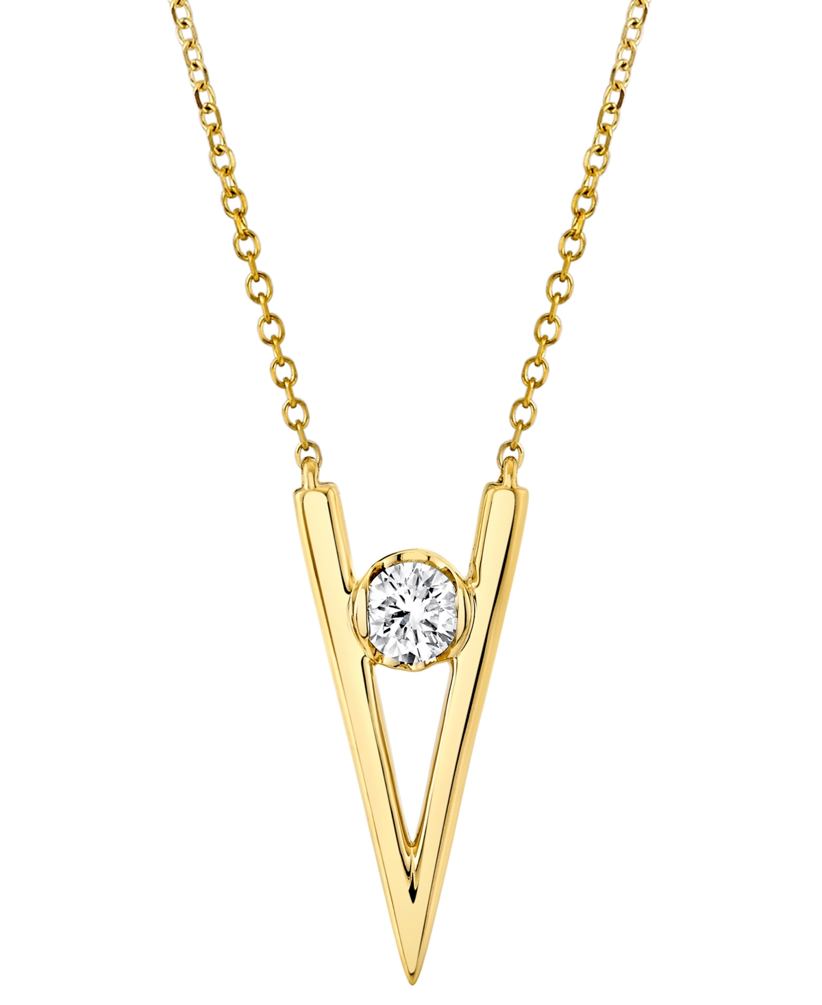 Diamond V 18" Pendant Necklace (1/6 ct. t.w.) in 14k Gold - Yellow Gold