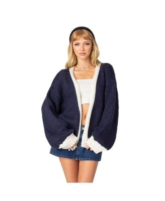 Women's Contrast Chunky Knit Cardigan