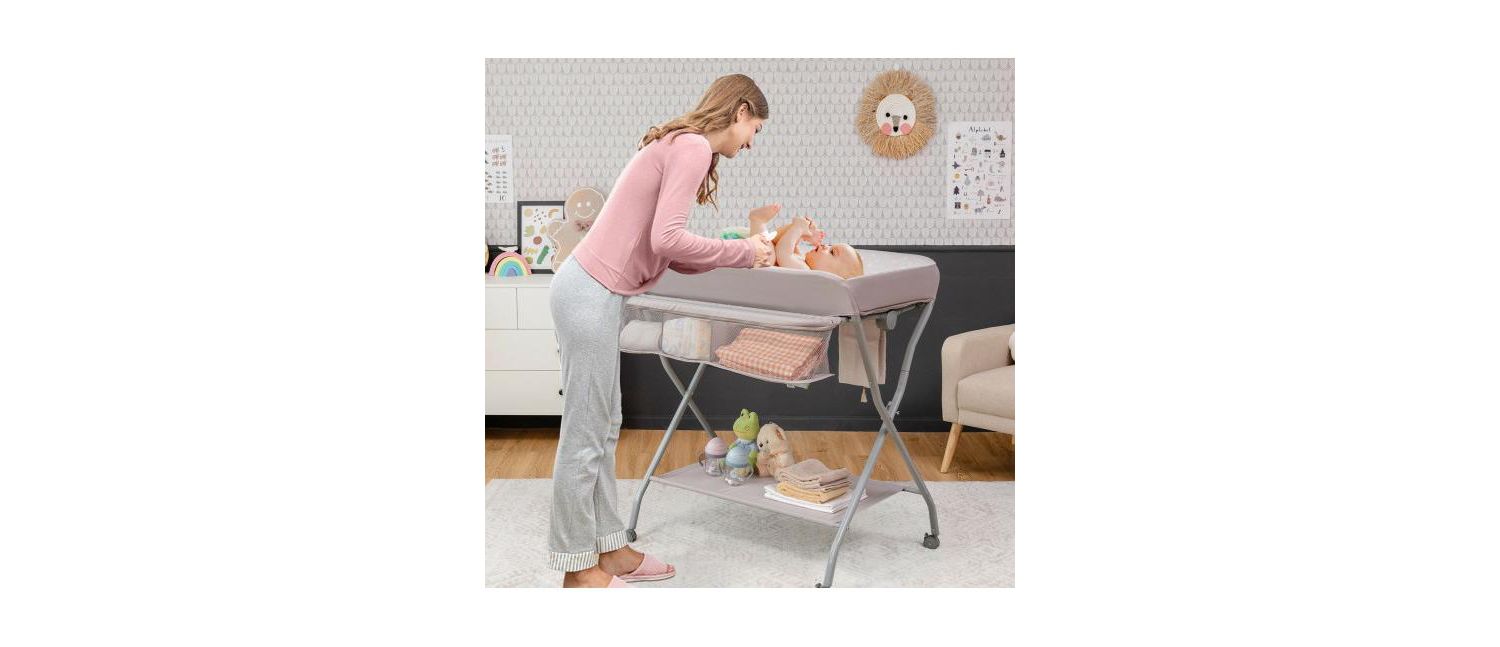 Baby Changing Table with Safety Belt and 4-side Defense