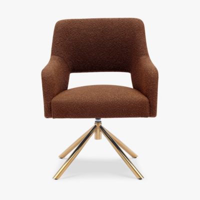 Mid-Century Modern Large Boucle Swivel Accent Arm Chair