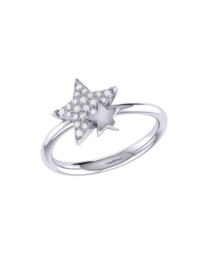 LuvMyJewelry Dazzling Star kissed Duo Design Sterling Silver Diamond ...