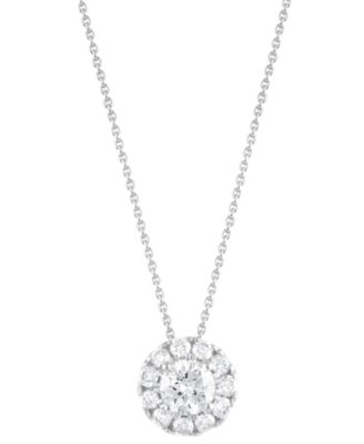 Diamond Halo 18" Pendant Necklace (1/2 ct. t.w.) in 14k White Gold