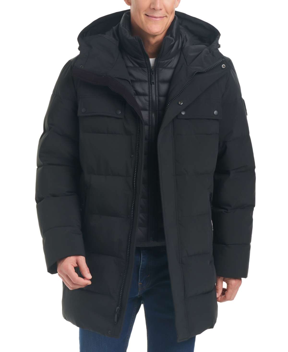 Vince Camuto Men's Hooded Quilted Coat In Black