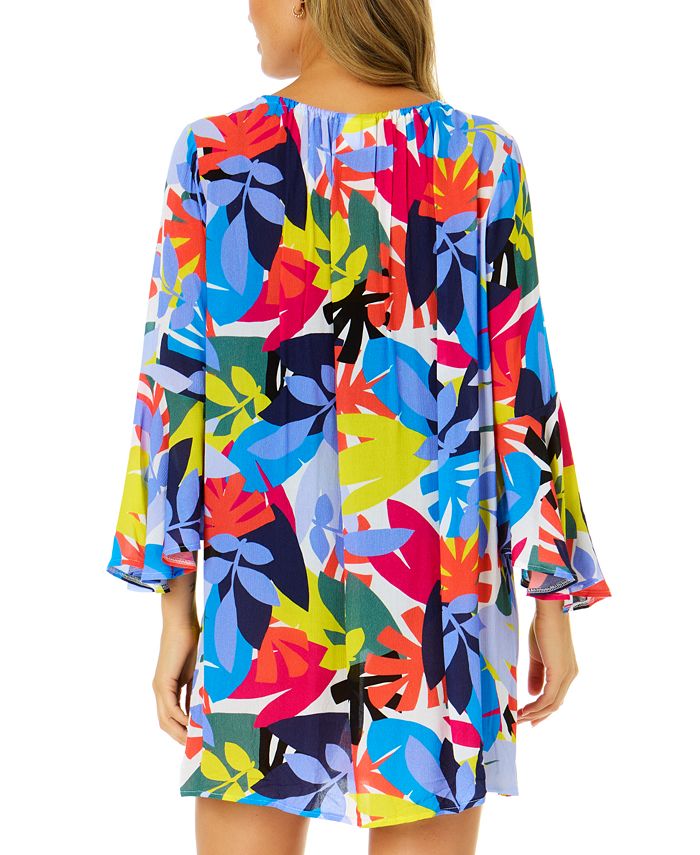 Anne Cole Women's Floral Bell-Sleeve Cover-Up Tunic - Macy's