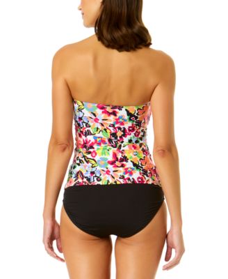 Shop Anne Cole Womens Floral Twist Front Shirred Bandeaukini High Waist Bikini Bottoms In Sun Blossom Multi