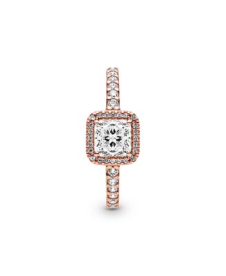 Cubic Zirconia Timeless Square Sparkle Halo Ring