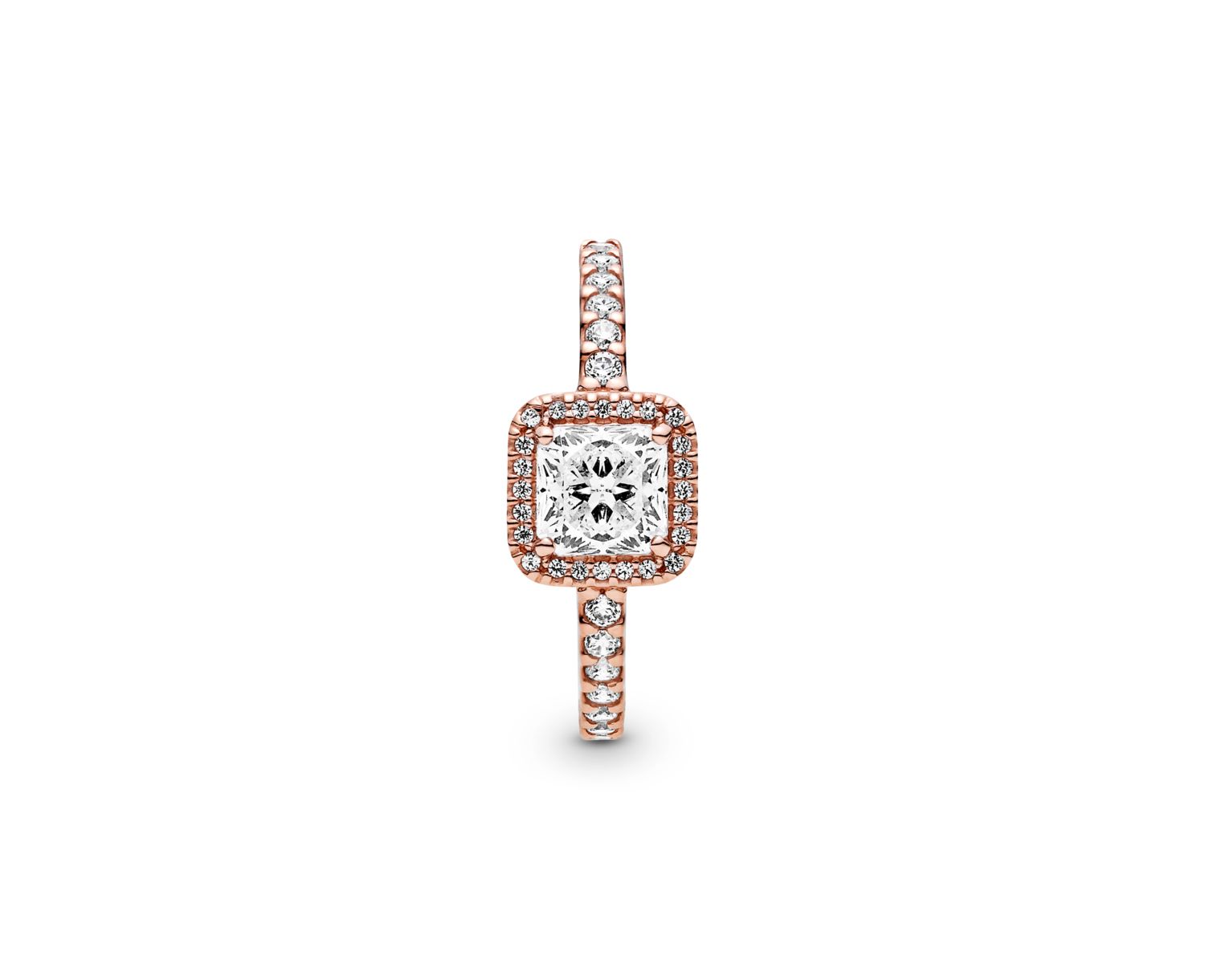 Cubic Zirconia Timeless Square Sparkle Halo Ring