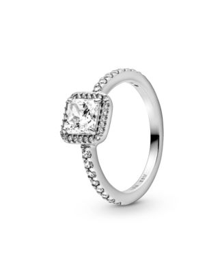 Cubic Zirconia Timeless Square Sparkle Halo Ring