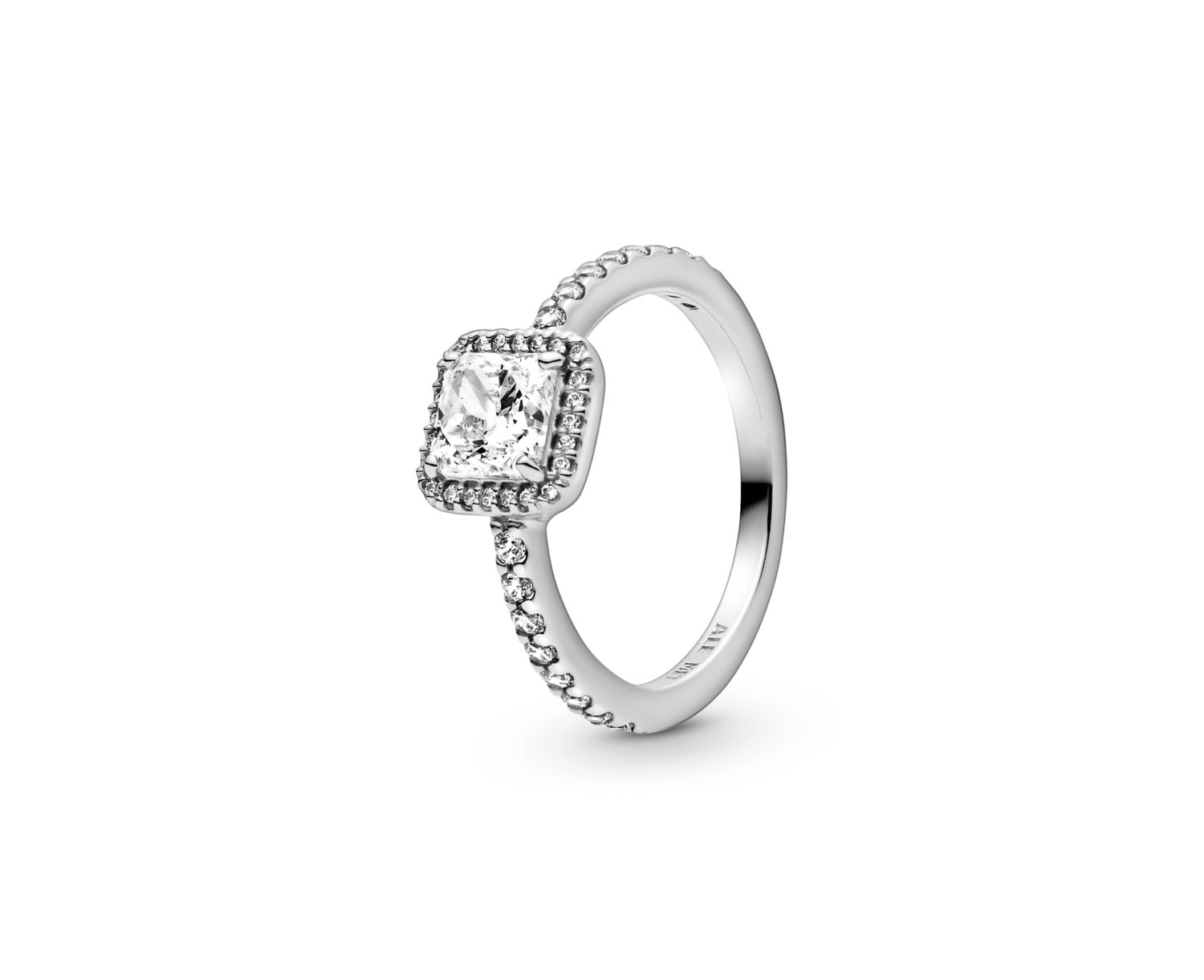 Cubic Zirconia Timeless Square Sparkle Halo Ring