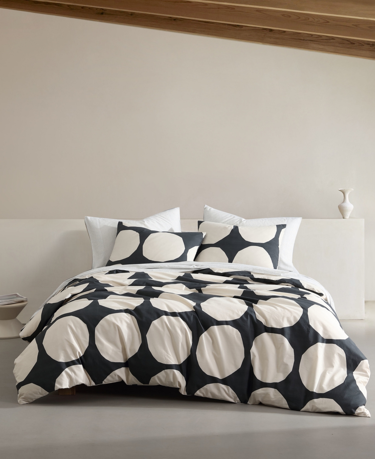 Marimekko Kivet Cotton 3 Piece Duvet Cover Set, King In Charcoal Gray