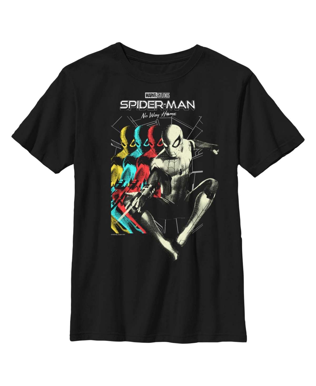 Marvel Kids' Boy's  Spider-man: No Way Home Colorful Stack Child T-shirt In Black