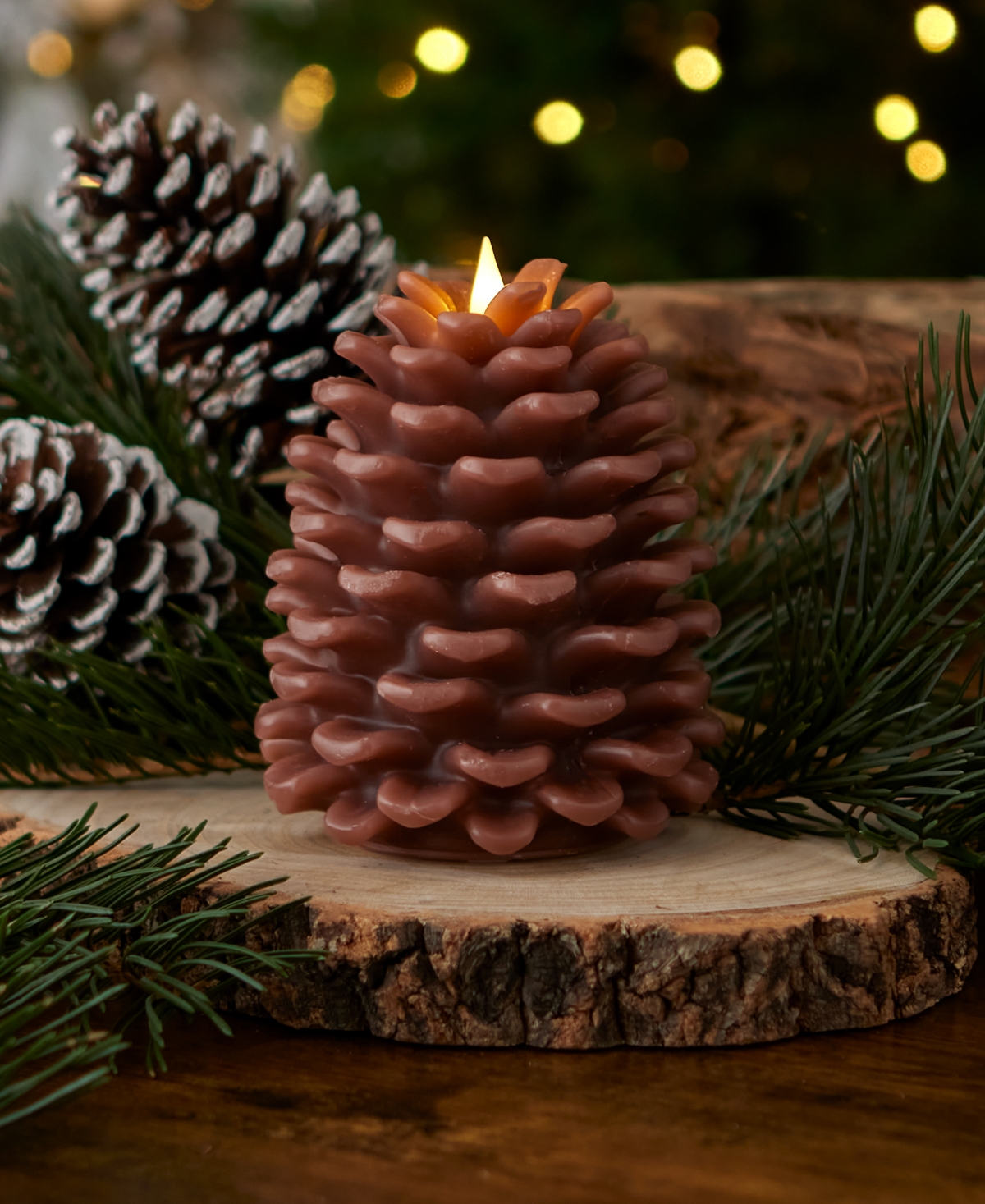 Shop Seasonal Pinecone Flameless Candle 5 X 6 In Brown