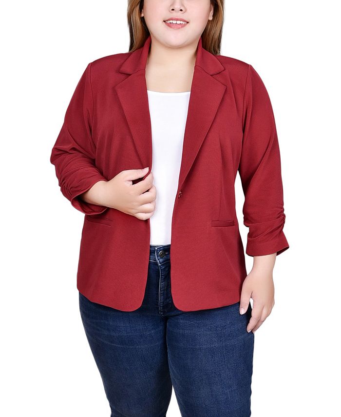 NY Collection Plus Size 3 4 Sleeve Knit Ottoman Jacket Macy s
