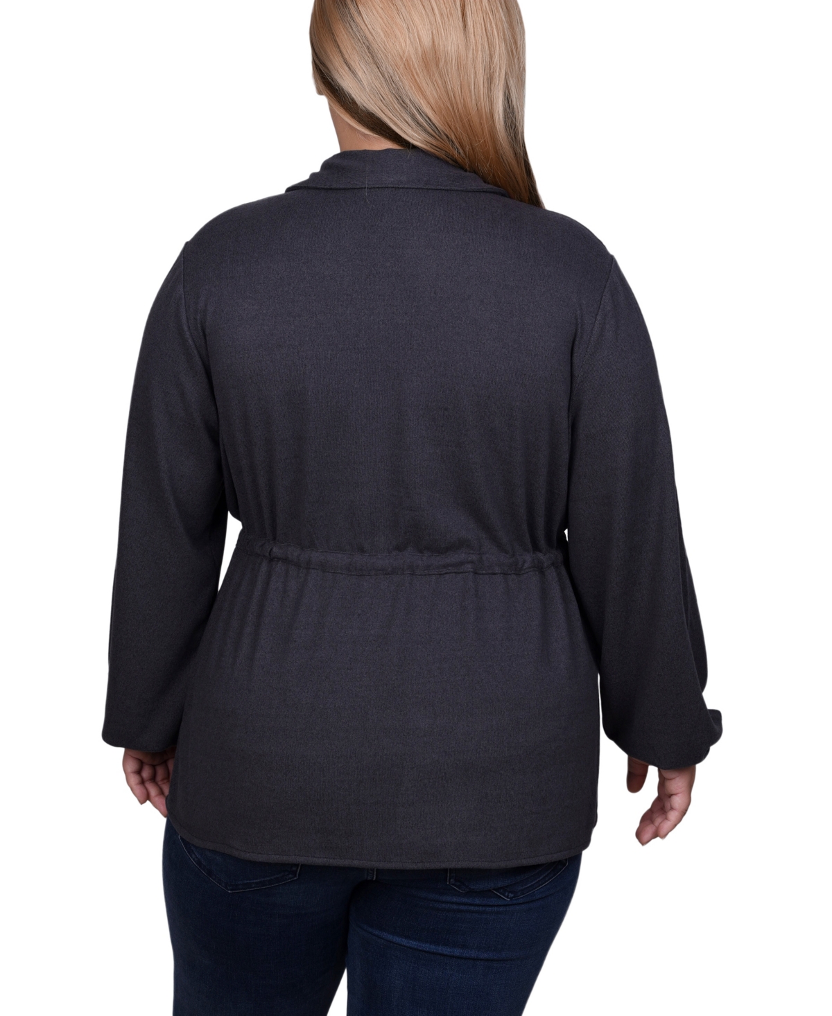 Ny Collection Plus Size Long Dolman Sleeve Drawstring-Waist Tunic Top