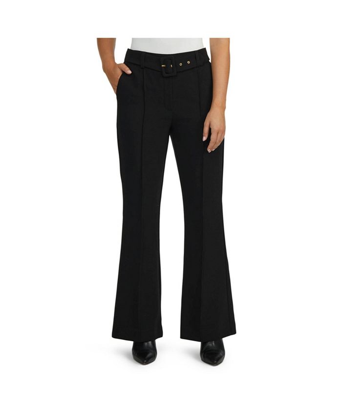 Ellen Tracy Women's Suiting Belted Flared Pant - Macy's