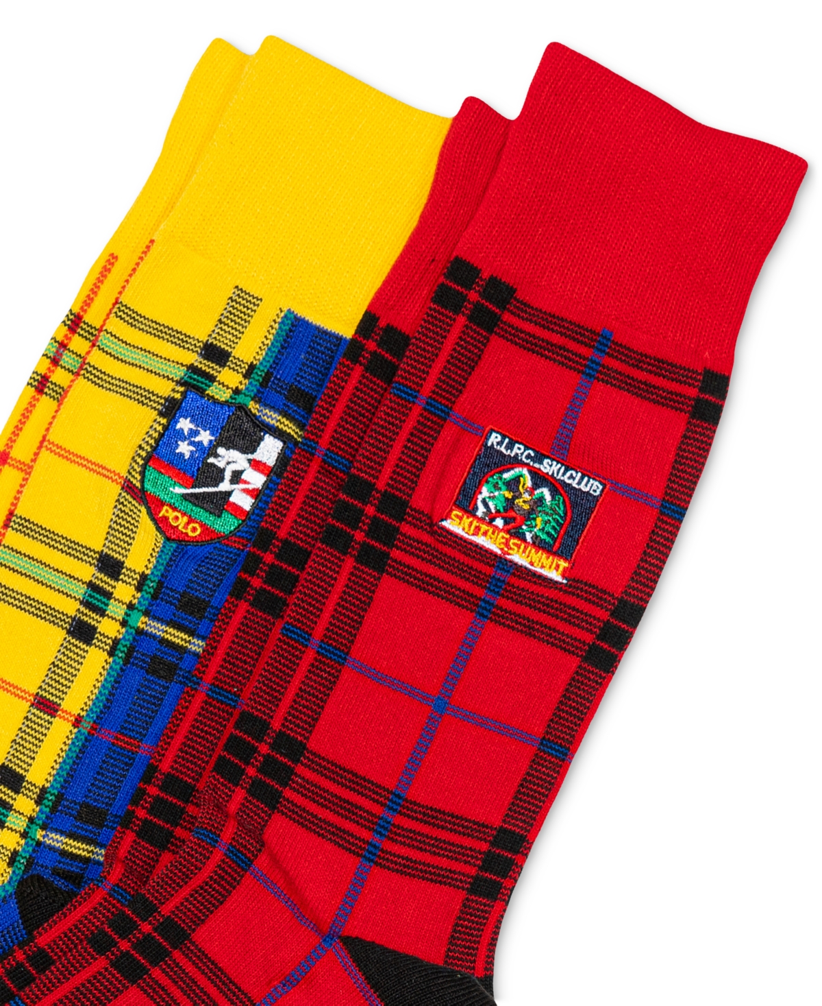 Shop Polo Ralph Lauren Men's 2-pk. Downhill Skier Patchwork Plaid Socks In Assorted