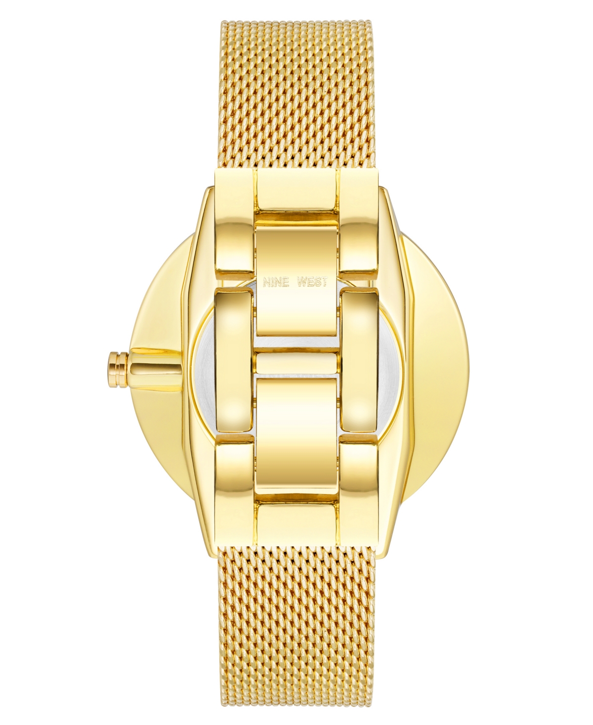 Nine West Women's Quartz Gold-tone Stainless Steel Mesh Band Watch, 40mm In Green,gold-tone