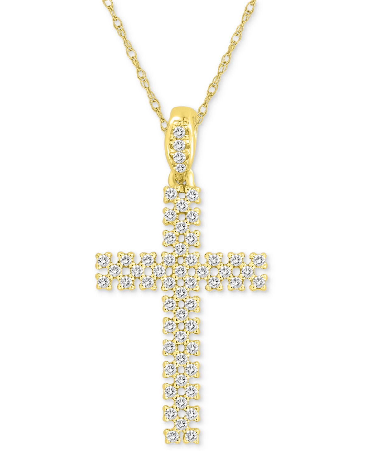 Macy's Diamond Cross 18" Pendant Necklace (1/4 Ct. T.w.) In 10k Gold In Yellow Gold