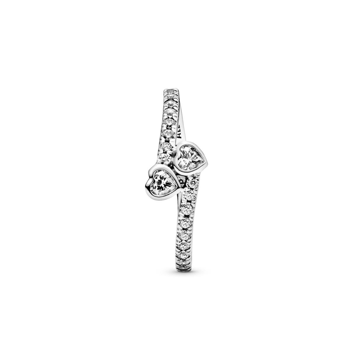 Pandora Cubic Zirconia Moments Two Sparkling Hearts Ring In Silver