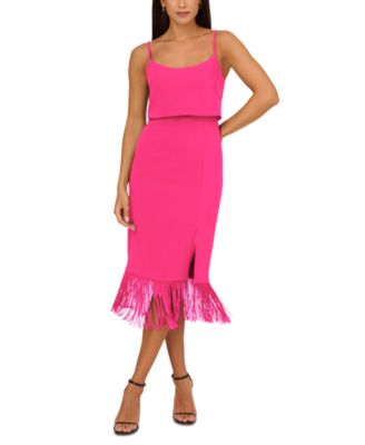 Adrianna - Women's Fringed-Hem Midi Sheath Dress