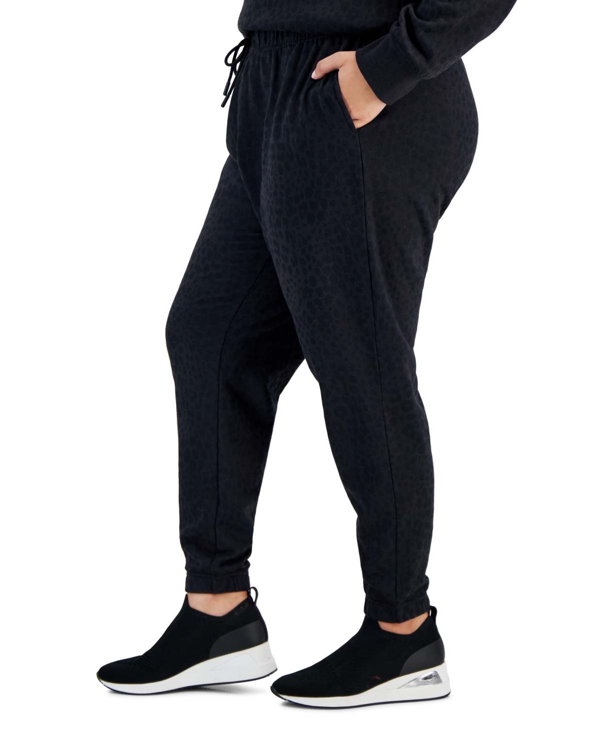 Id Ideology Plus Size Fleece Animal-Print Jogger Pants, Created for Macy's