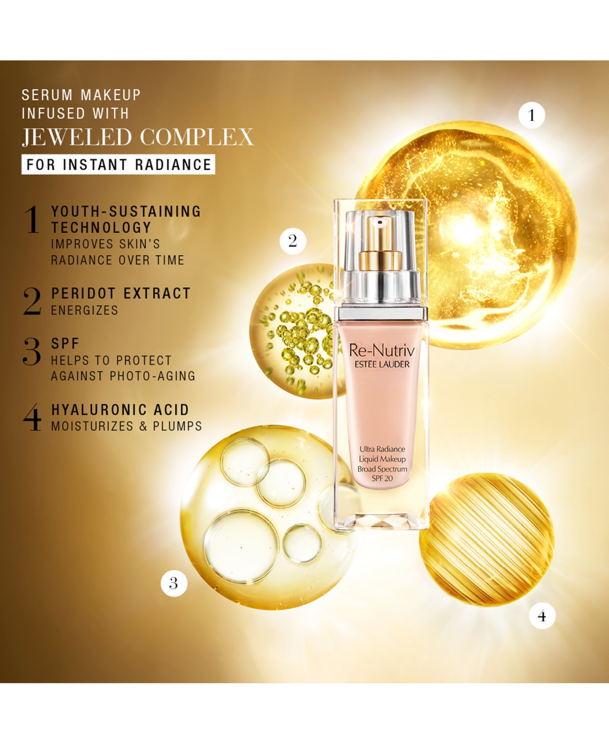 Estée Lauder Re-nutriv Ultra Radiance Liquid Foundation Spf 20 In 2c0 Cool Vanilla