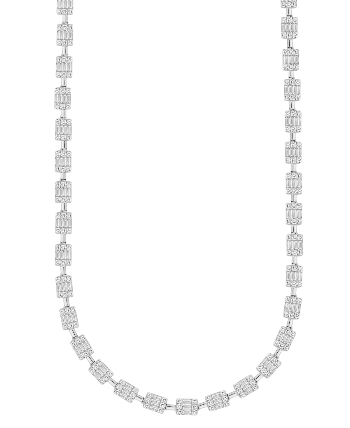 Macy's Diamond Round & Baguette Cluster 18" Tennis Necklace (4 Ct. T.w.) In 14k White Gold