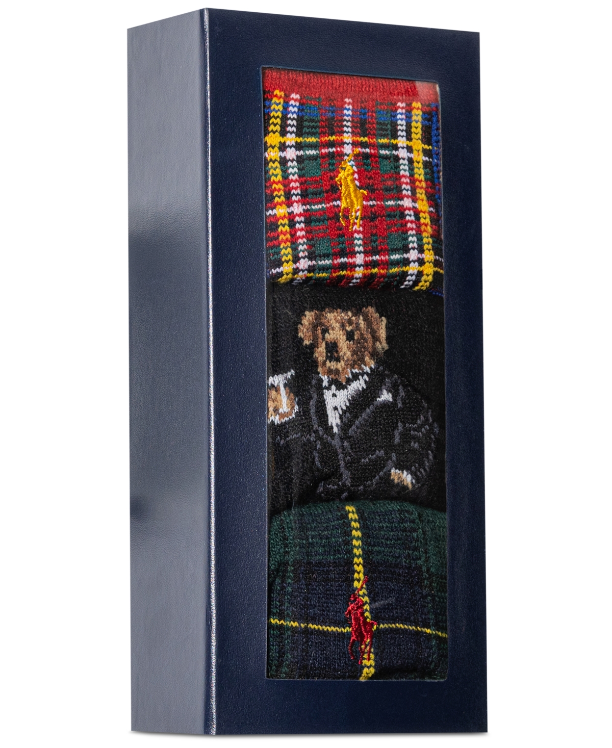 Shop Polo Ralph Lauren Men's 3-pk. Martini Bear Slack Crew Socks Giftbox Set In Assorted
