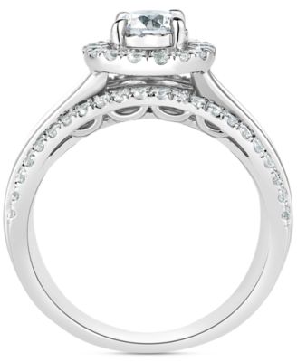 TruMiracle&reg; Diamond Halo Three Row Engagement Ring (2 ct. t.w.) in 14k White Gold