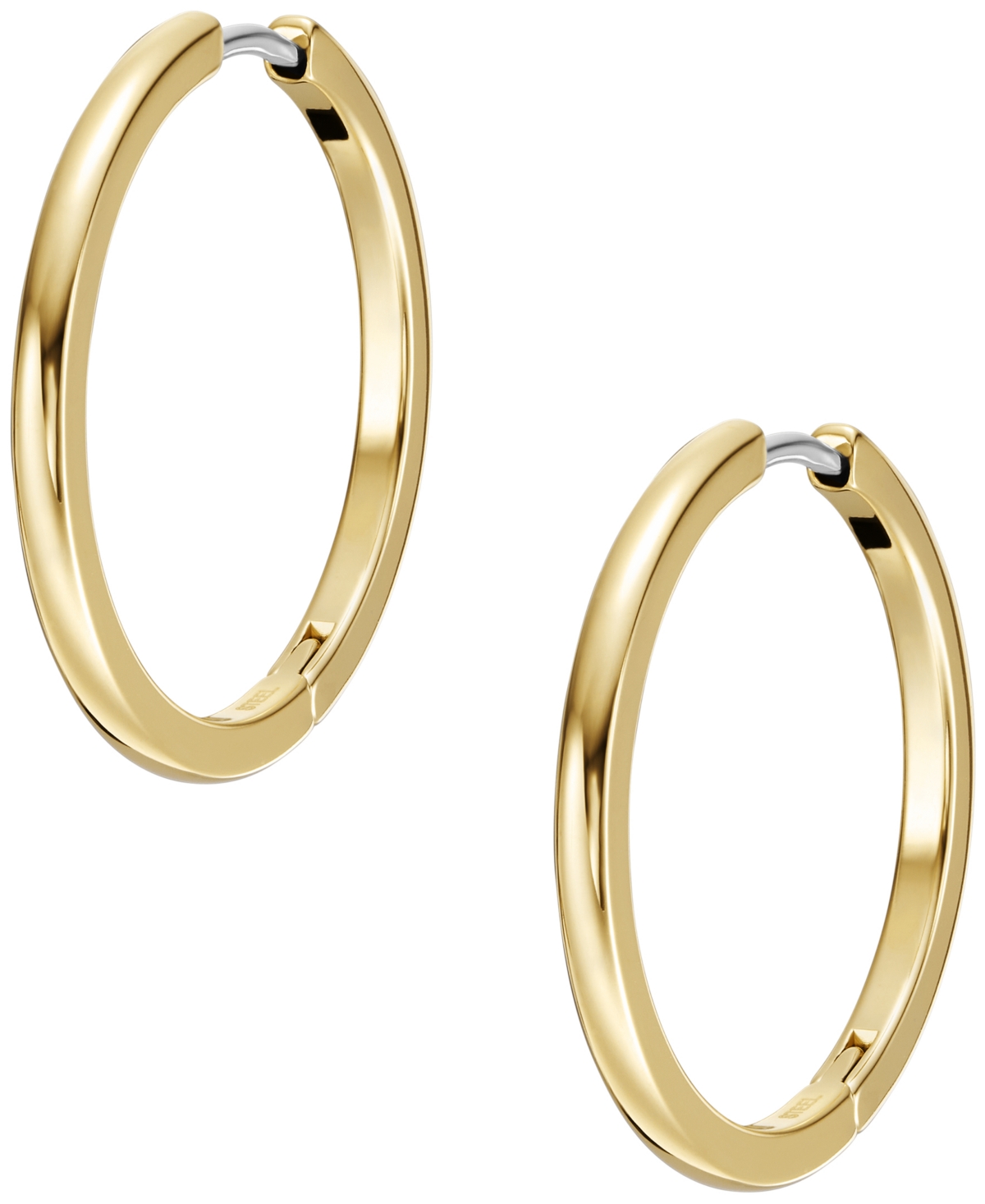 Shop Fossil All Stacked Up Gold-tone Stainless Steel Hoop Earrings