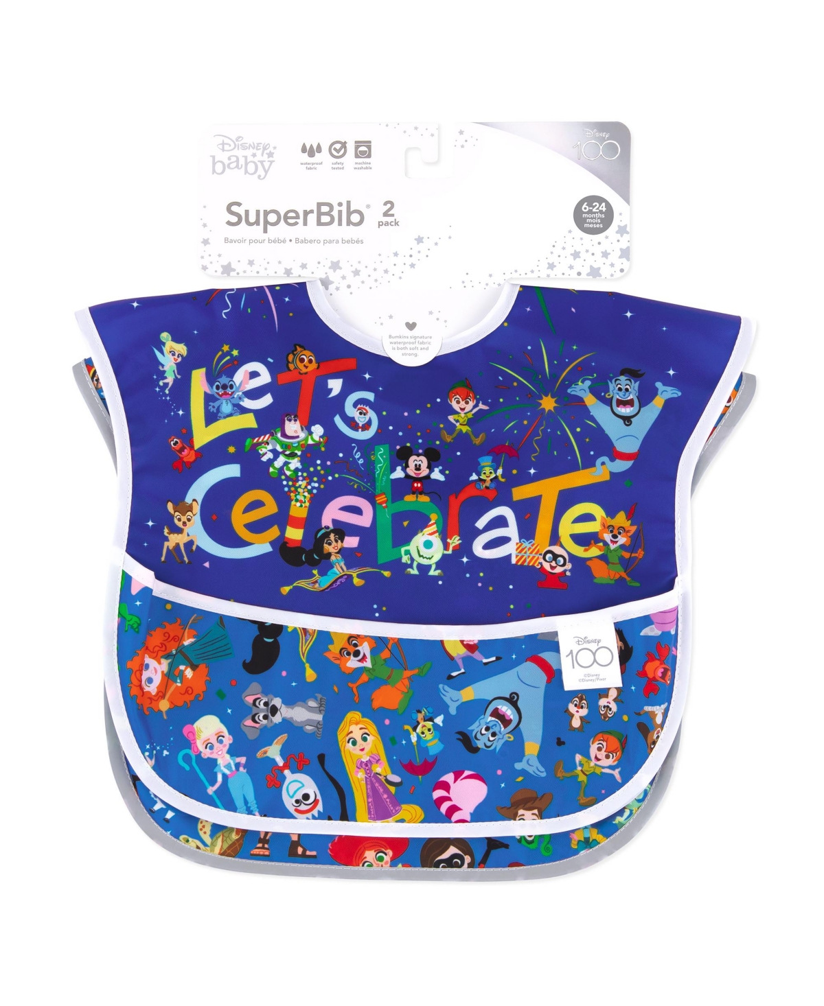 Bumkins Baby Disney 100 Years Celebration Super Bibs, Pack of 2 - Disney 100 Years Celebration
