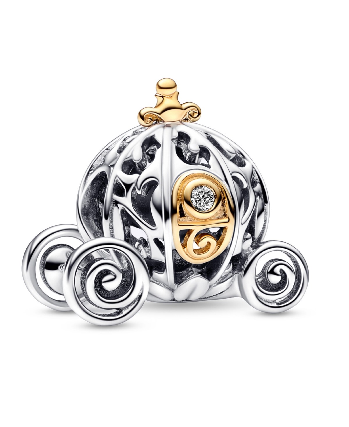 Lab-Grown Diamond Disney 100th Anniversary Cinderella's Enchanted Carriage Charm - Silver