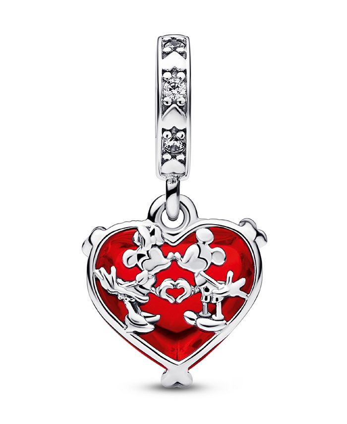 Pandora Cubic Zirconia Disney Mickey Minnie Mouse Kiss Red Murano Glass ...