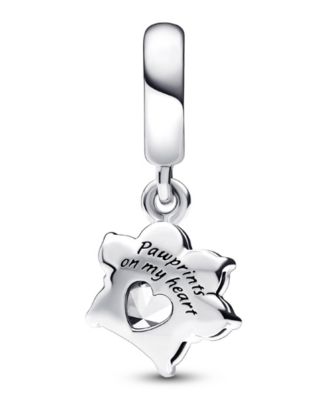 Cubic Zirconia Sparkling Pet Paw Print Dangle Charm