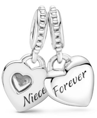 Sterling Silver Aunt Niece Split Heart Dangle Charm