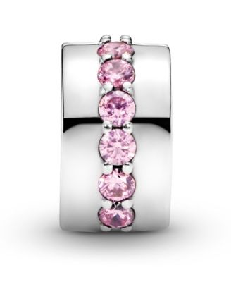 Cubic Zirconia Pink Sparkling Row Clip Charm