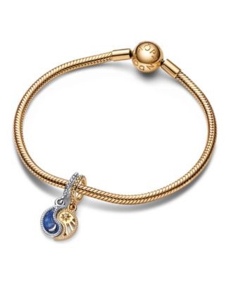 Cubic Zirconia Two-Tone Splitable Sun Moon Dangle Charm