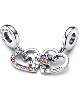 Mixed Stone Puzzle Piece Hearts Splitable Friendship Dangle Charm