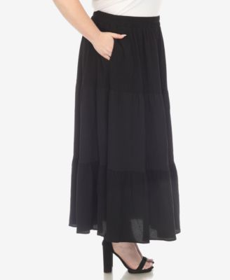 Plus Size Pleated Tiered Maxi Skirt