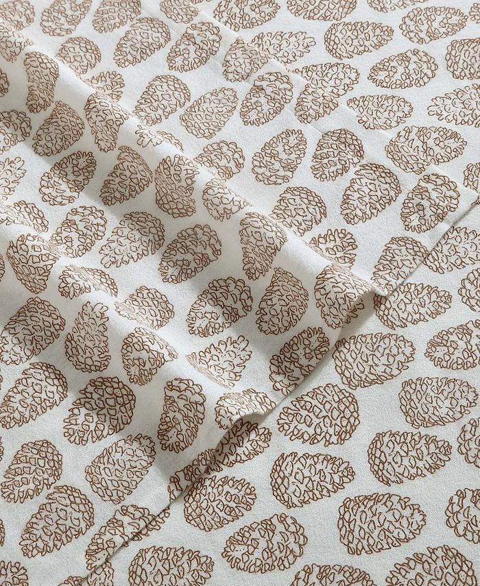 Eddie Bauer Little Creek Pine Cone Cotton Flannel 4 Piece Sheet Set
