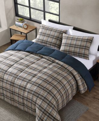 Rugged Plaid Microsuede Reversible Comforter Set, Twin