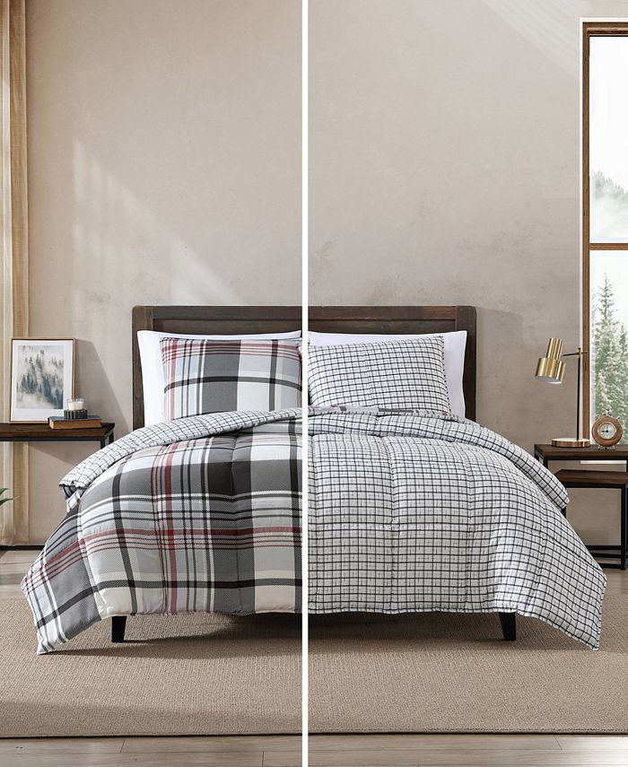 Eddie Bauer Normandy Plaid Micro Suede Reversible 2 Piece Duvet Cover