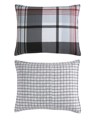 Eddie Bauer Normandy Plaid Micro Suede Reversible Duvet Cover Sets In Black Red