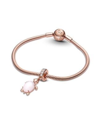 Cubic Zirconia Murano Glass Pink Sea Turtle Dangle Charm