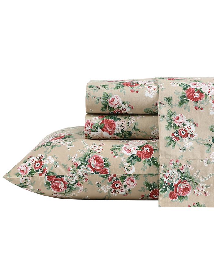 Laura Ashley Laura Cotton Percale 3Piece Sheet Set, Twin Macy's