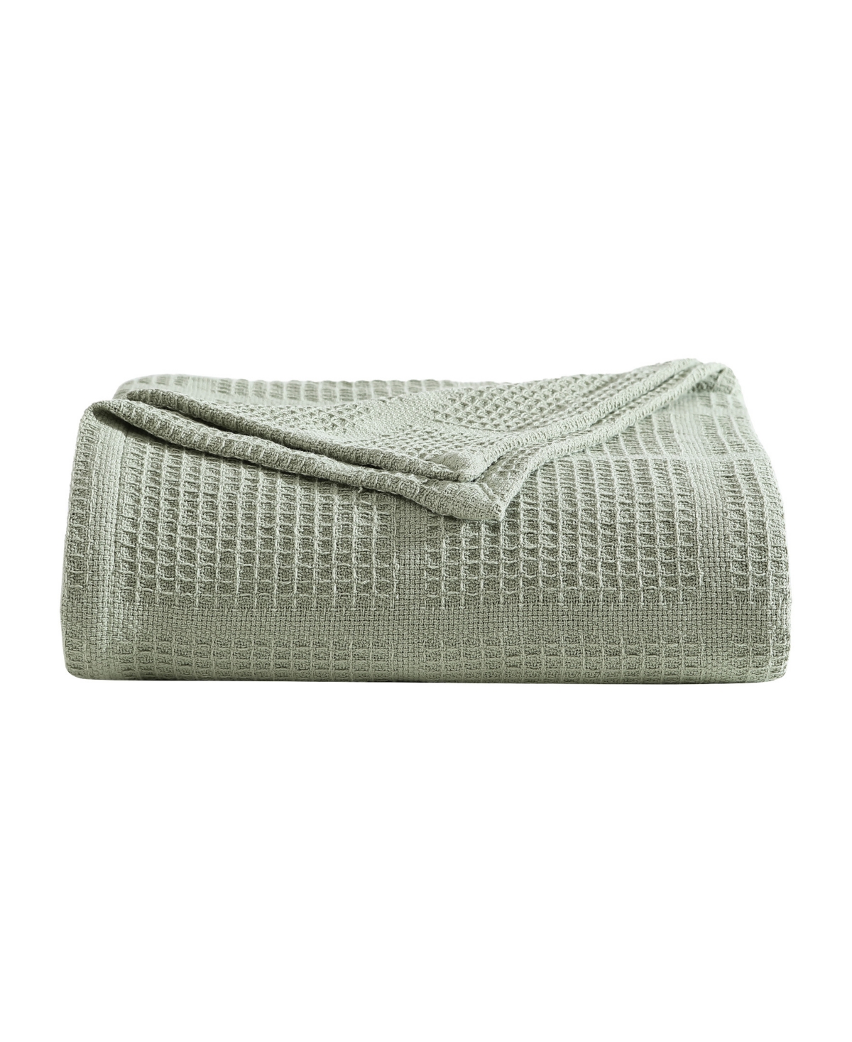Kenneth Cole New York Essentials Waffle Grid Cotton Dobby Blanket, Full/queen In Sage Green